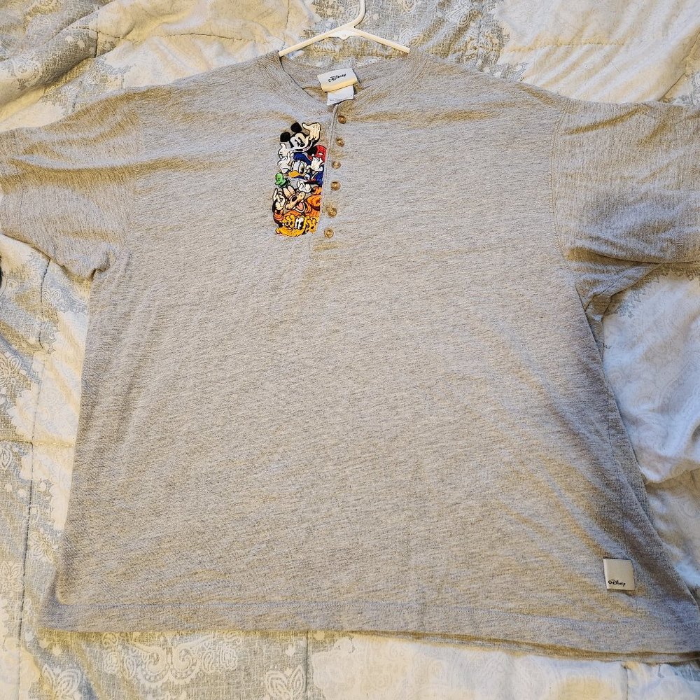 Disney 1/4 Button Down Embroidered Multi Character T Shirt Vintage 90s